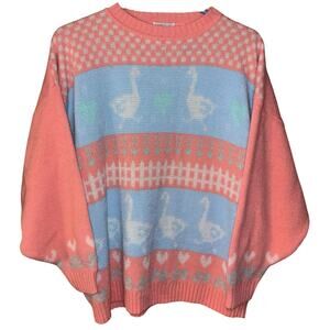 Vintage G.F.C. Women’s pastel pink blue goose sweater